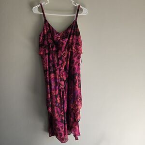 Bandolino Paisley Spaghetti Strap Layered Hem Whimsical Flowy Slip Dress Size 8